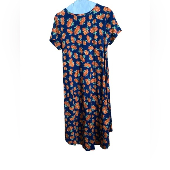 LuLaRoe high low dress navy with orange floral design small cotton spand… - Picture 2 of 4